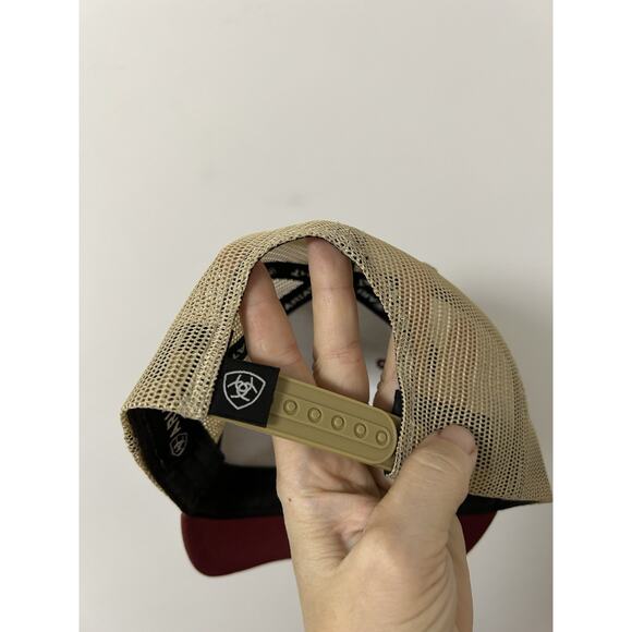 Ariat Mens Hat Trucker Cap Snap Back Red Patch‎ Western Logo Adult Adjustable #R - Picture 3 of 7